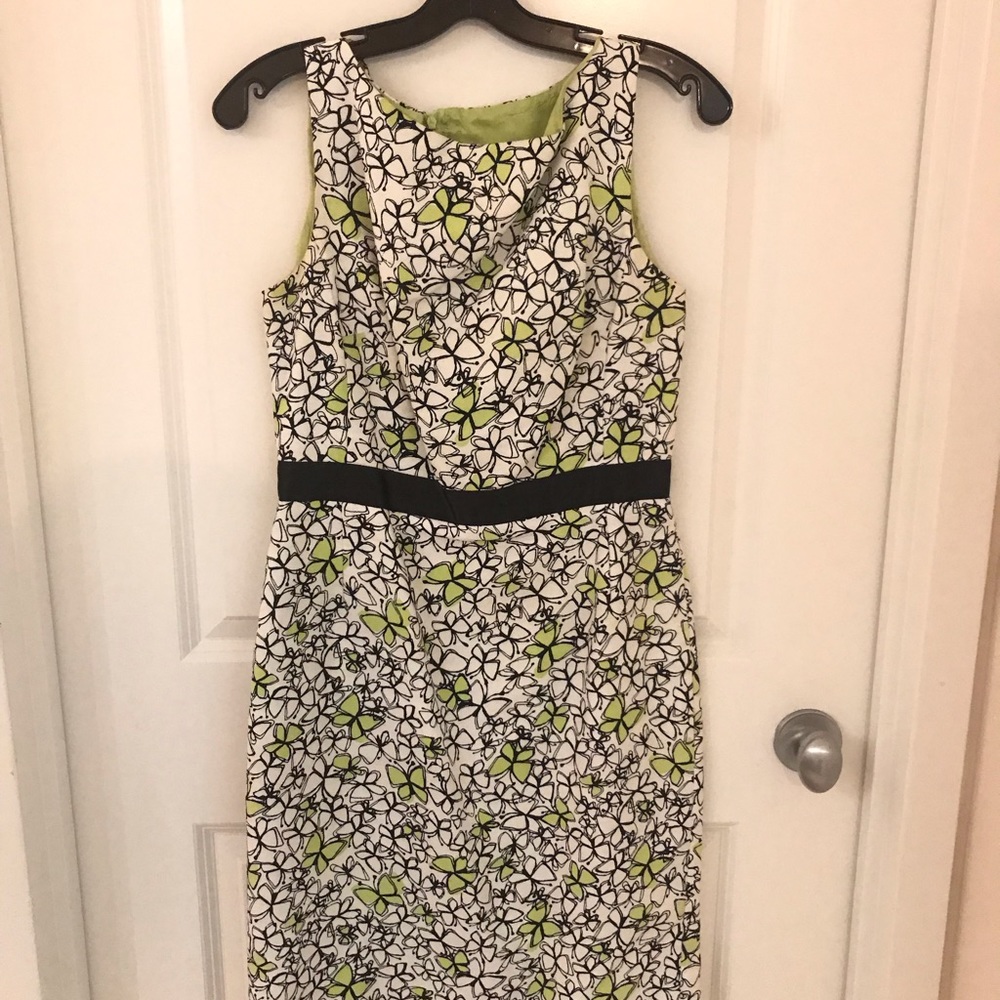 Green and White Print Dress